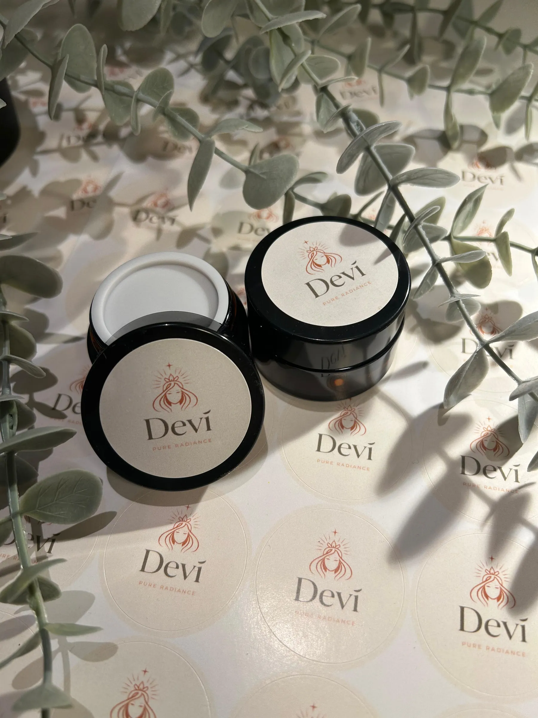 Devī jars with eucalyptus