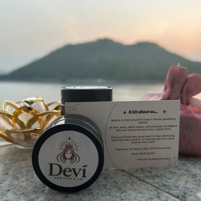 A jar of Shakti with the founder’s note card
